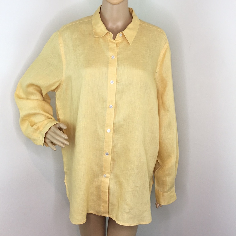 J.Jill Yellow Linen Blouse